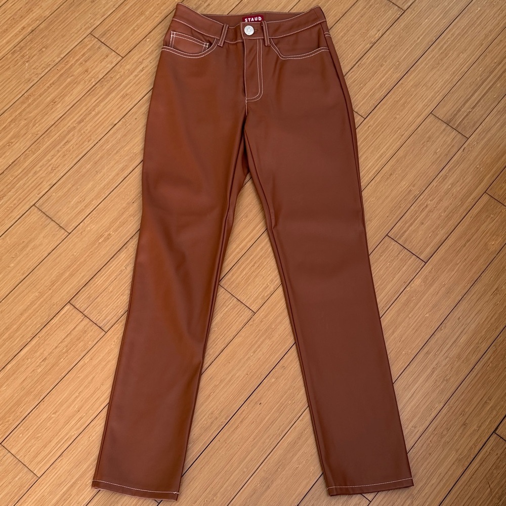 STAUD Eli faux leather jeans, size 00